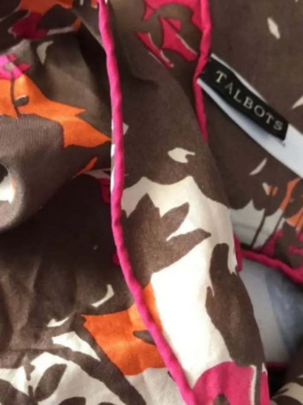 Talbots: Silk Scarf Pink Orange Floral